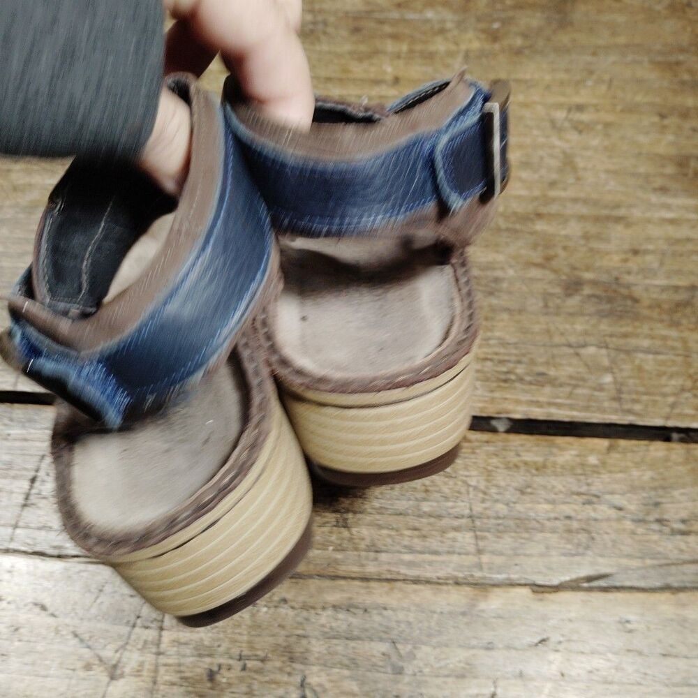 Naot Verbena Sandals Women's Sz 7 Shoes EU38 Brown Navy Leather Ankle Strap - Picture 6 of 11